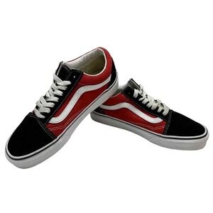 VANS Off The Wall Sidewall Red Black Skate Shoes Very Clean Men's‎ 7 Women 8.5